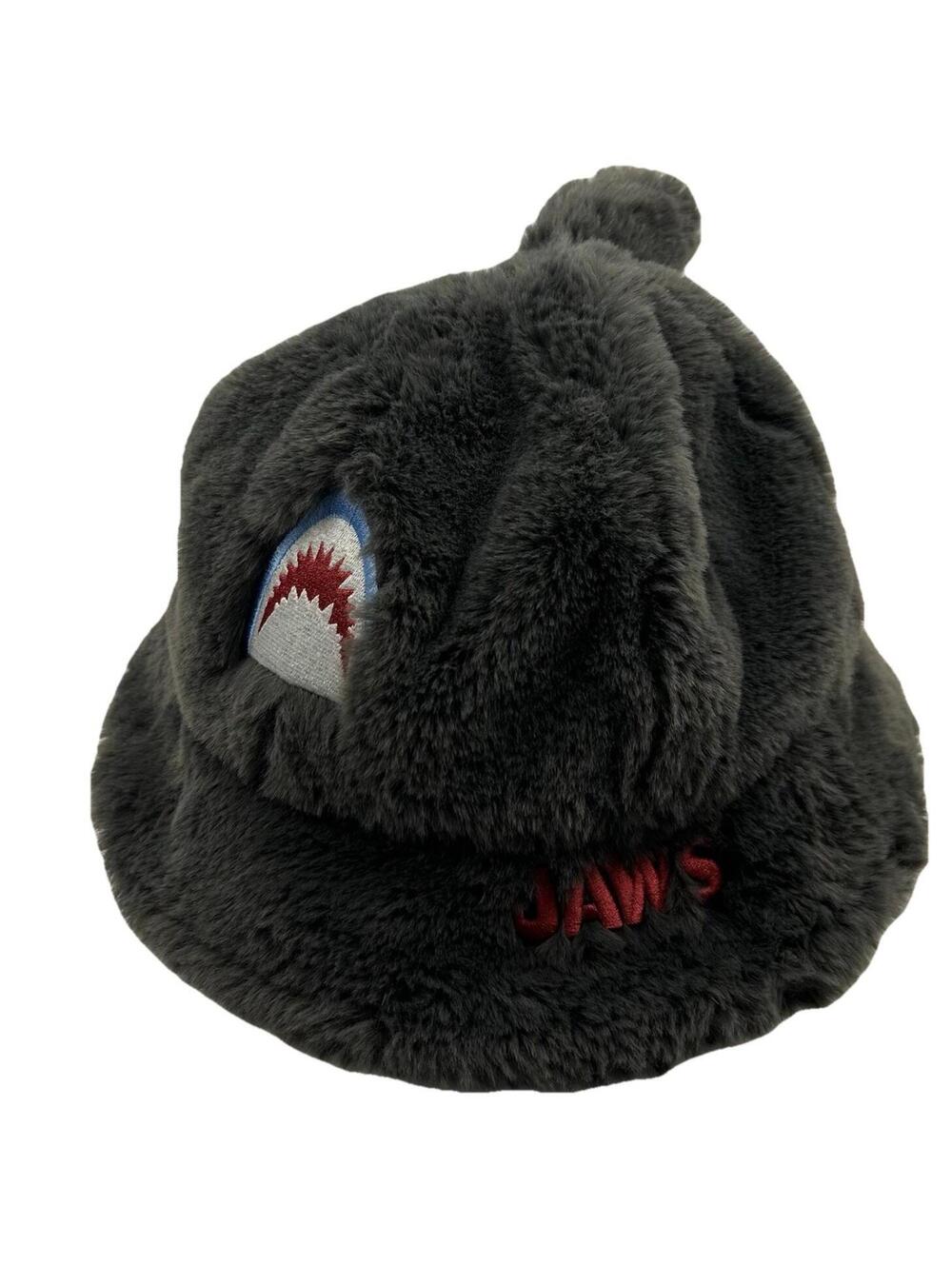 USJ Universal Studios Japan Jaws Plush Fuzzy Bucket Hat Shark Cap Gray Hat#175